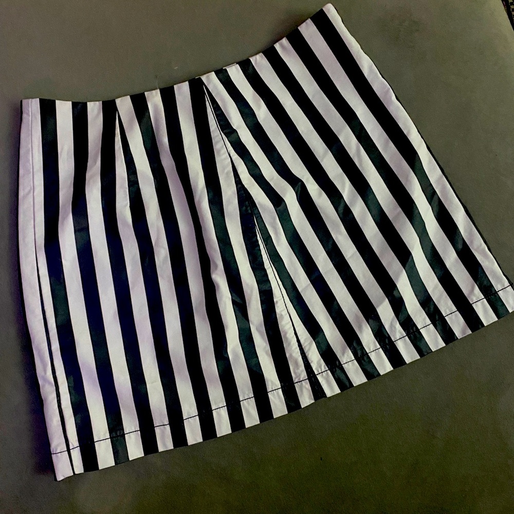 Stripped Faux Leather Skirt